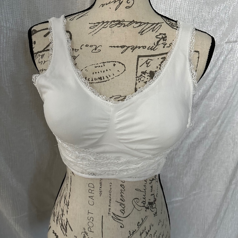 New, White slip on bra, size XXL